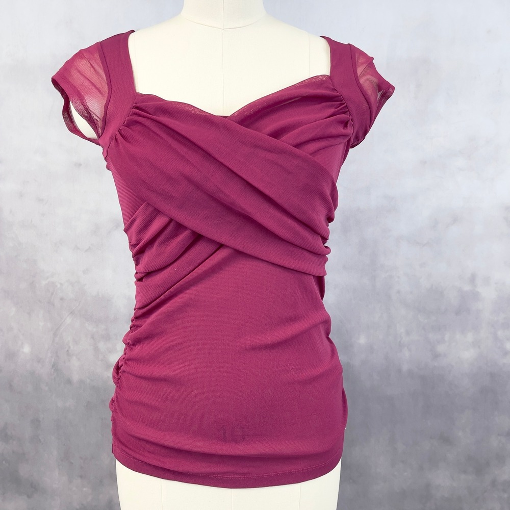 Guess Women Ruched Top Size XL Club Y2K‎ Glam Femme Going Out Ruched McBling